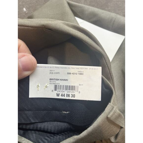 STAFFORD Khaki Travel Classic Fit Flat Front PANTS 44x30 NEW‎ $70 TAGS NWT - Picture 4 of 6